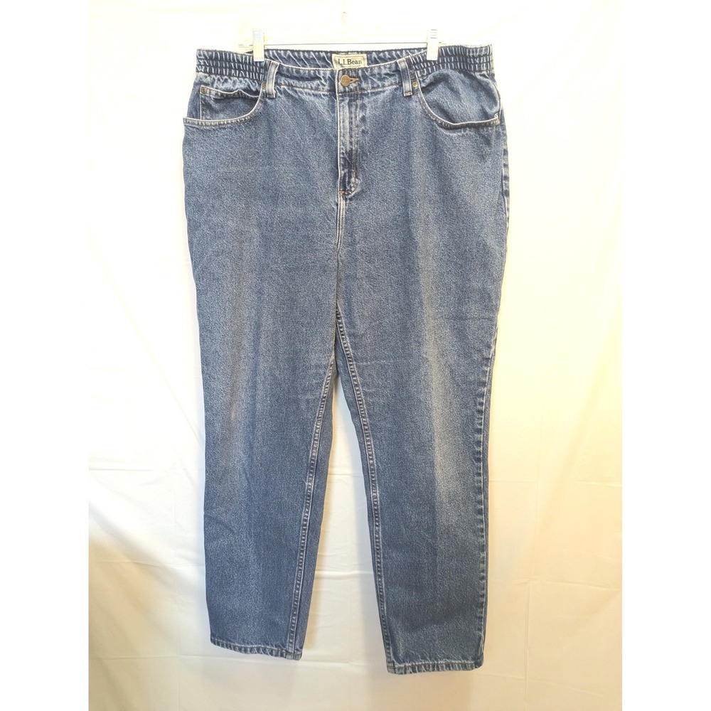 LLBean Jeans Womens 18W Regular Comfort Waist Blue Denim Straight‎ Leg Pants